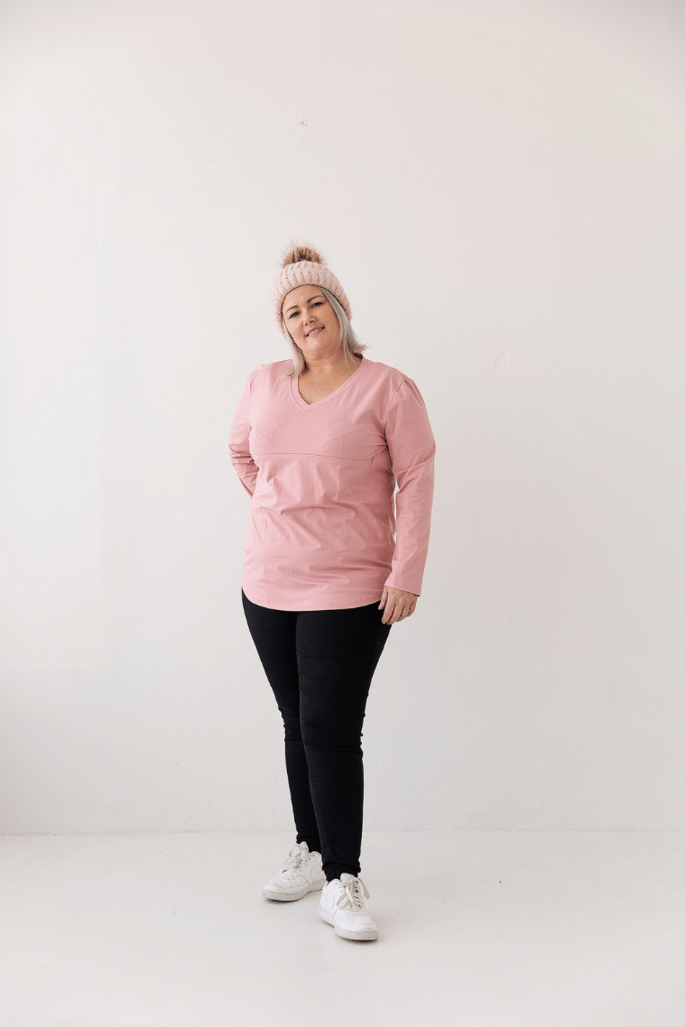 Blush Zip Breastfeeding Top