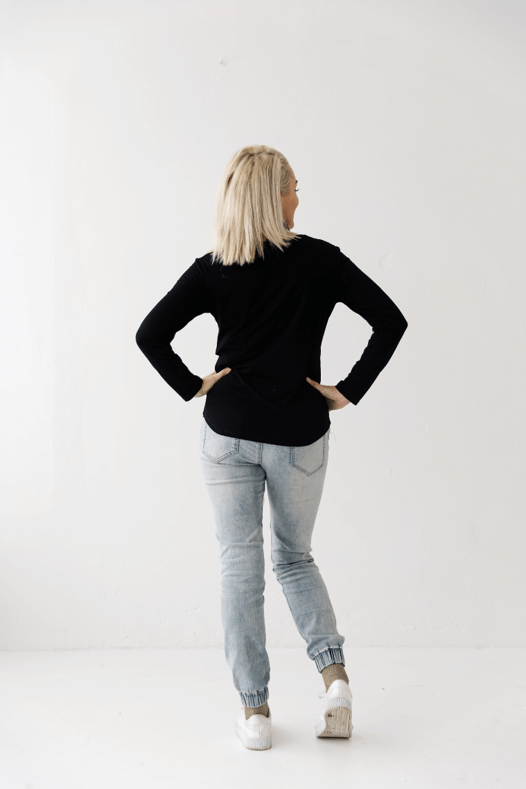 Black Zip Top | Diagonal Zips