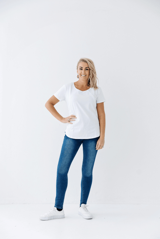 White Everyday Tee | Diagonal Zips