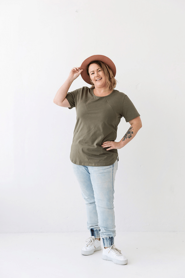 Khaki Everyday Tee | Diagonal Zips