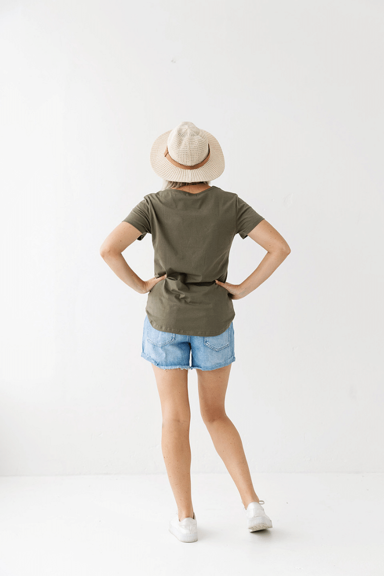 Khaki Everyday Tee | Diagonal Zips