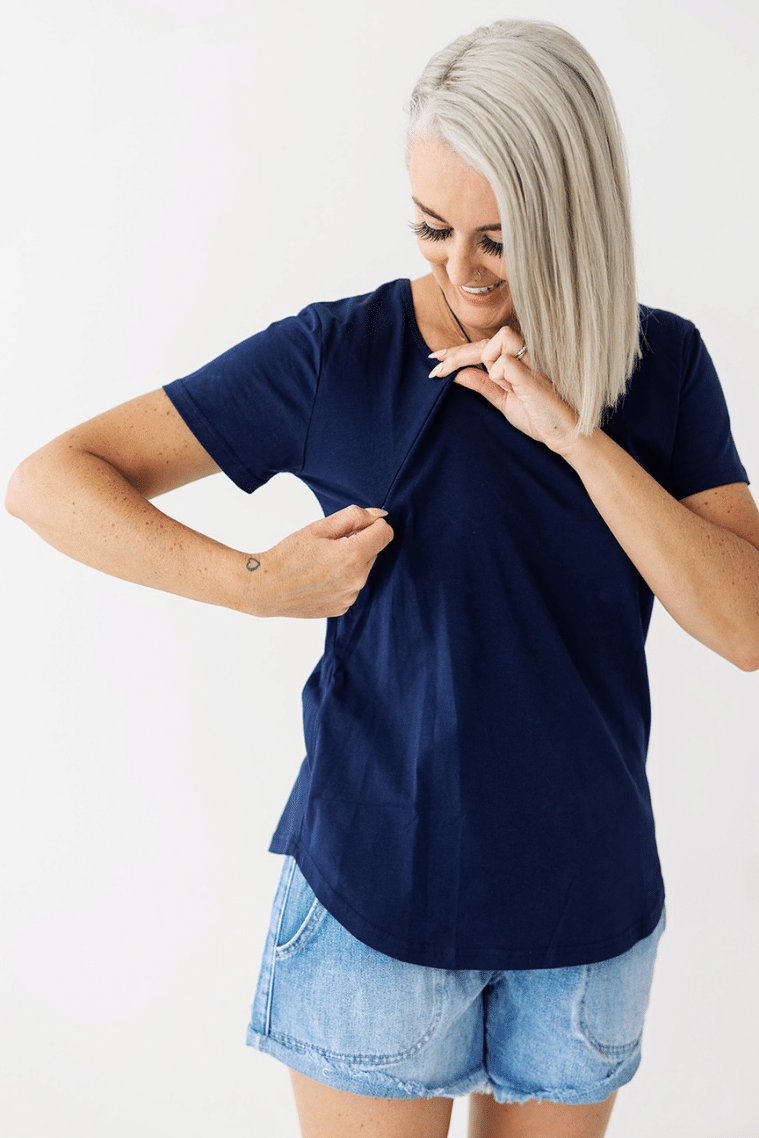 Navy Everyday Tee | Diagonal Zips