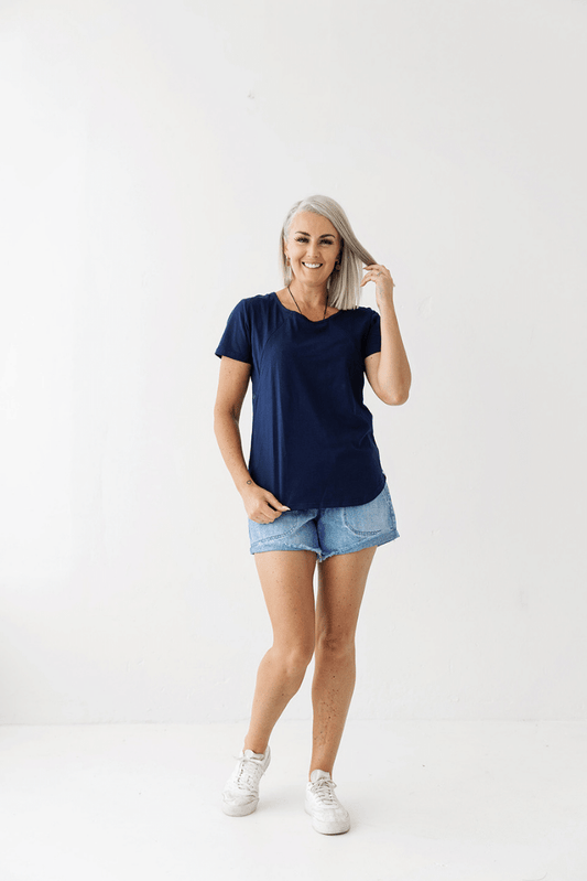 Navy Everyday Tee | Diagonal Zips