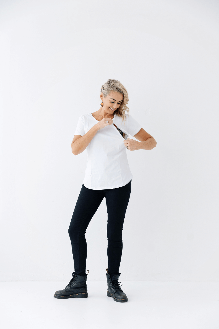 White Everyday Tee | Diagonal Zips