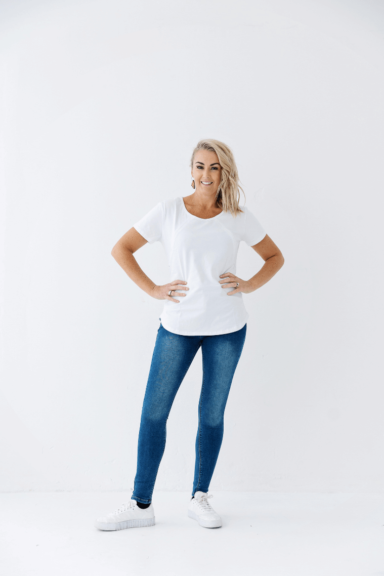 White Everyday Tee | Diagonal Zips