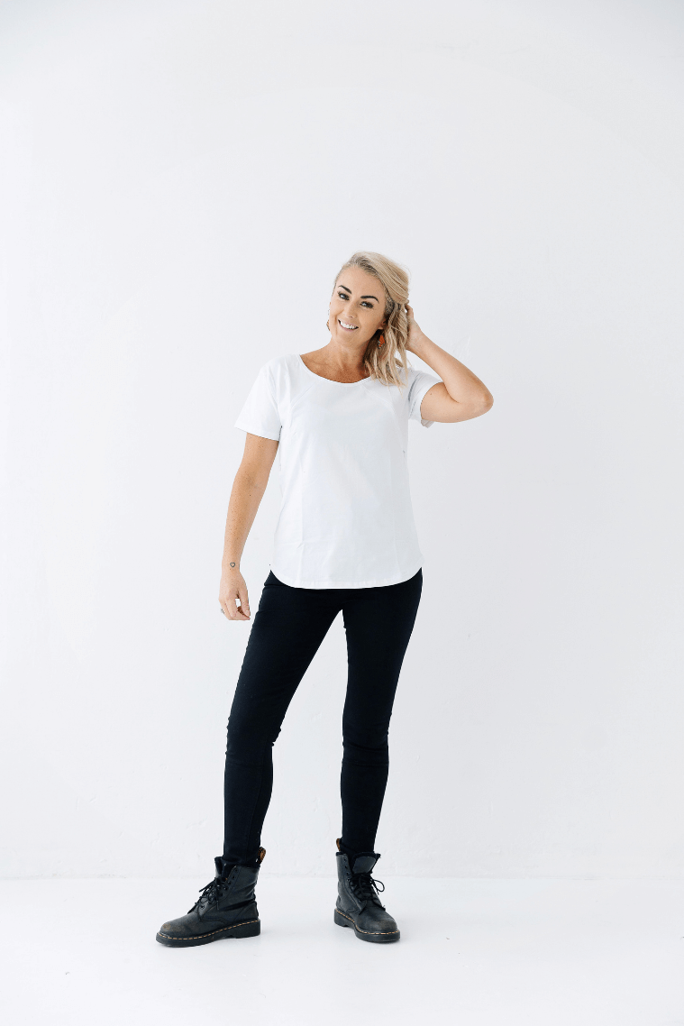 White Everyday Tee | Diagonal Zips