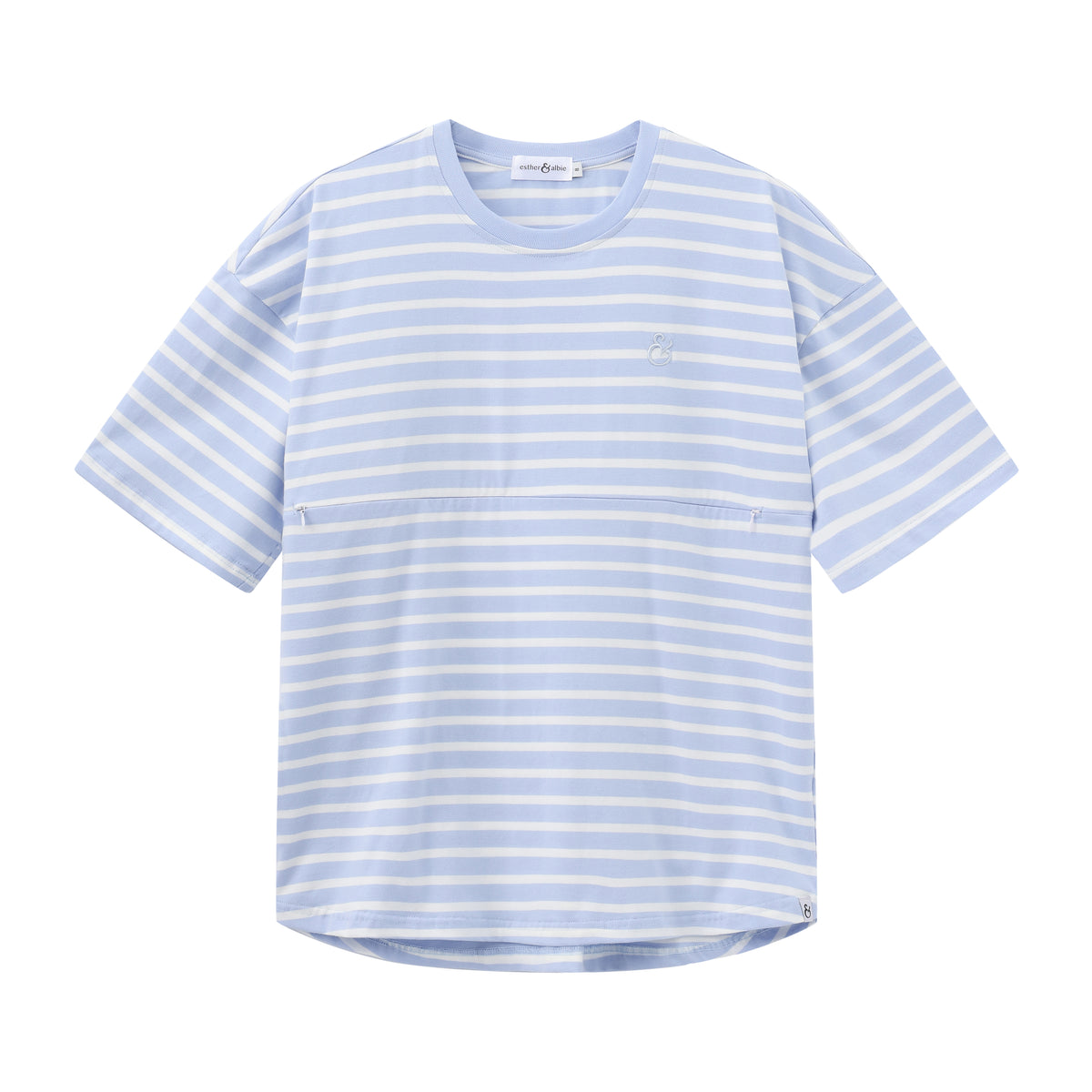 Blue Stripe Breastfeeding Tee | Horizontal Zip