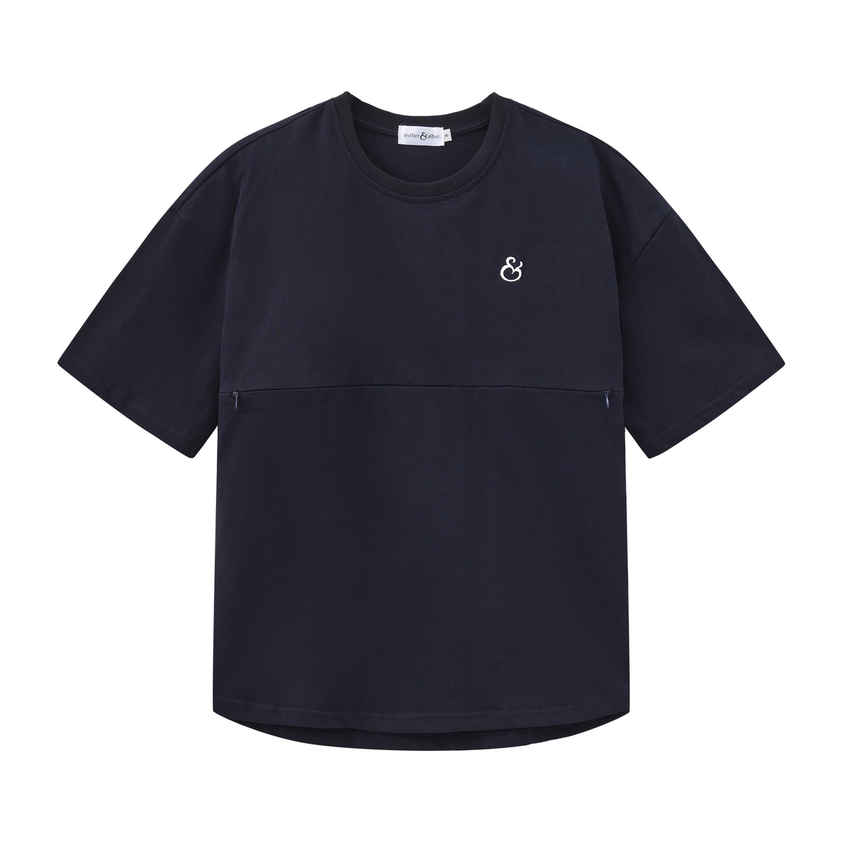 Navy Breastfeeding Tee | Horizontal Zip