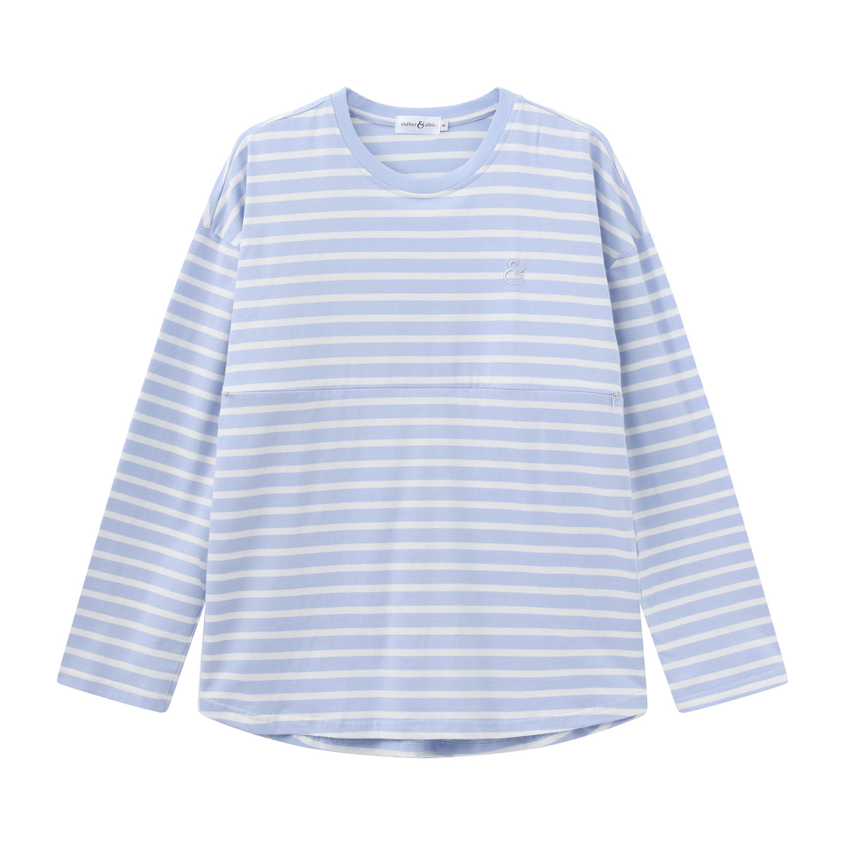 Blue Stripe Breastfeeding Long Sleeve | Horizontal Zip