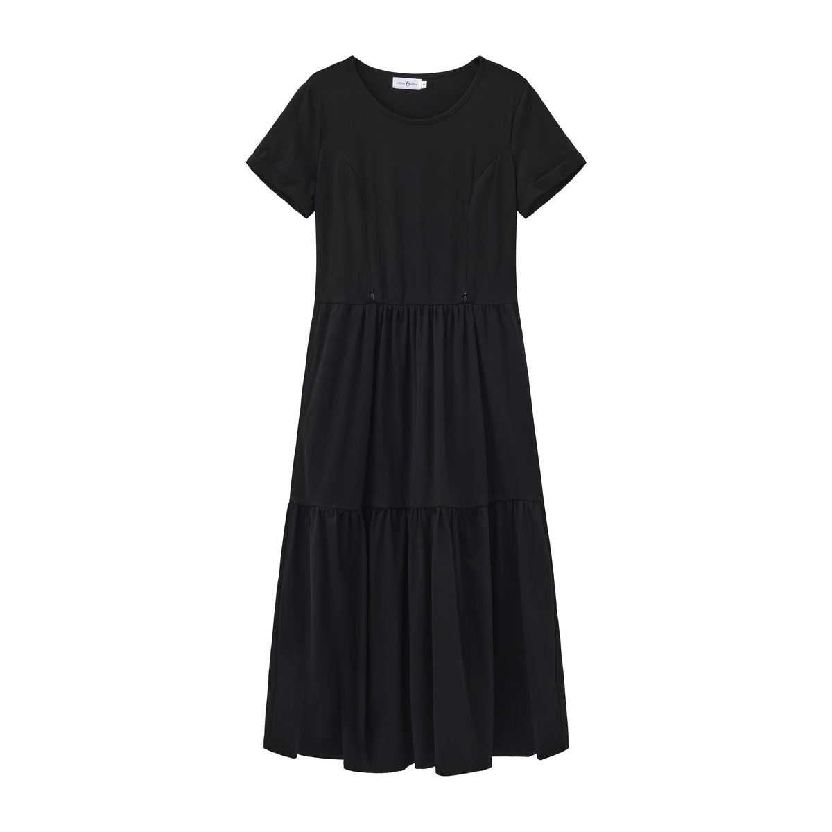 Black Layer Breastfeeding Dress | Vertical Zips