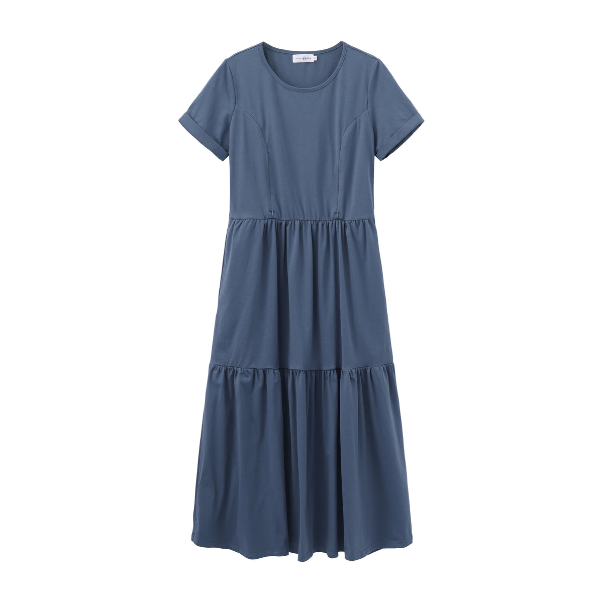 Dusty Blue Layer Breastfeeding Dress | Vertical Zips