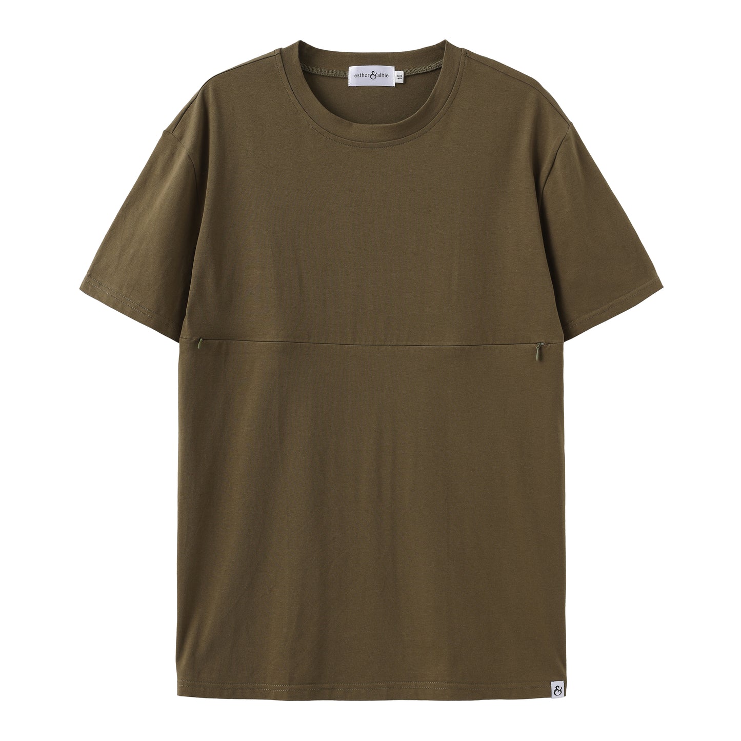 Khaki Relaxed Tee | Horizontal Zip