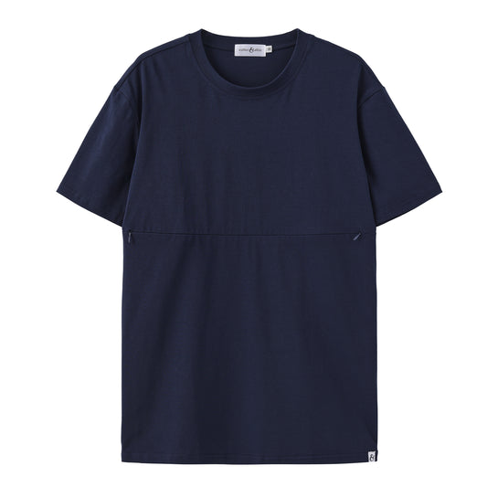 Navy Relaxed Tee | Horizontal Zip