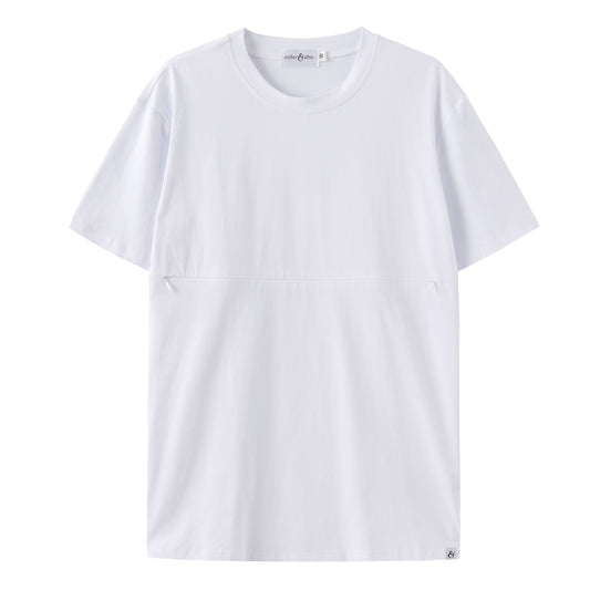 White Relaxed Tee | Horizontal Zip