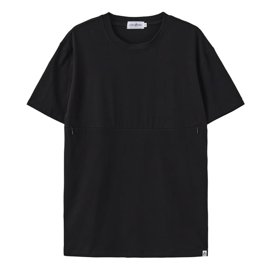 Black Relaxed Tee | Horizontal Zip