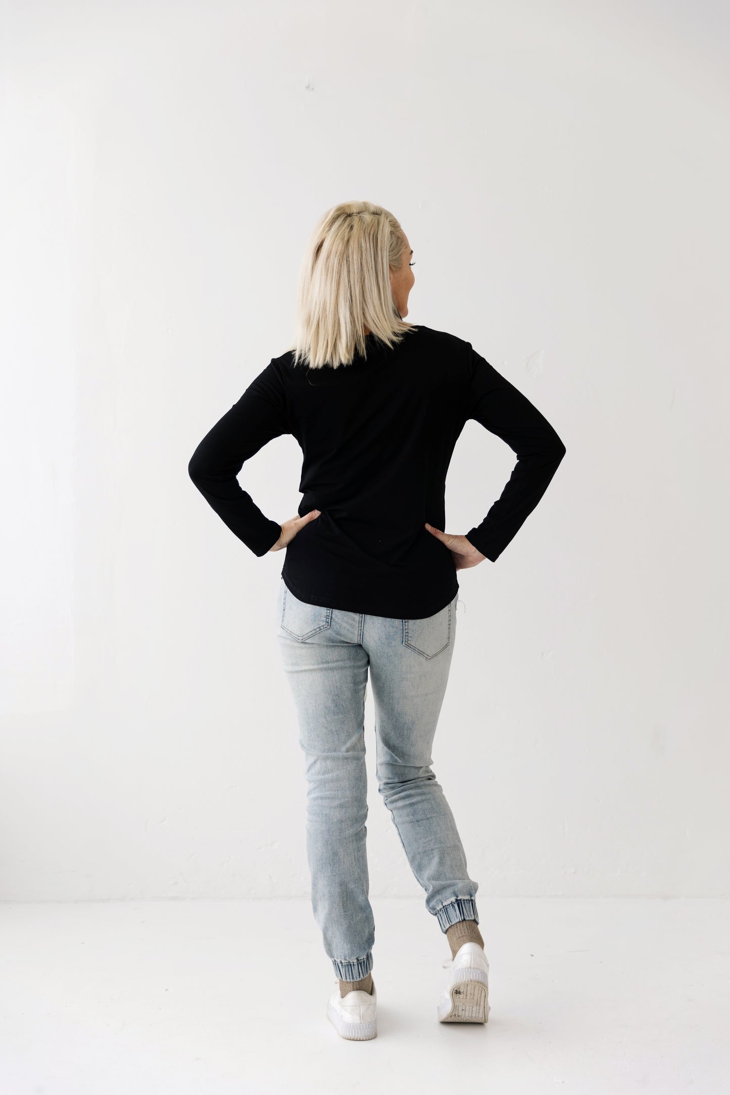 Black Long Sleeve Top | Diagonal Zips