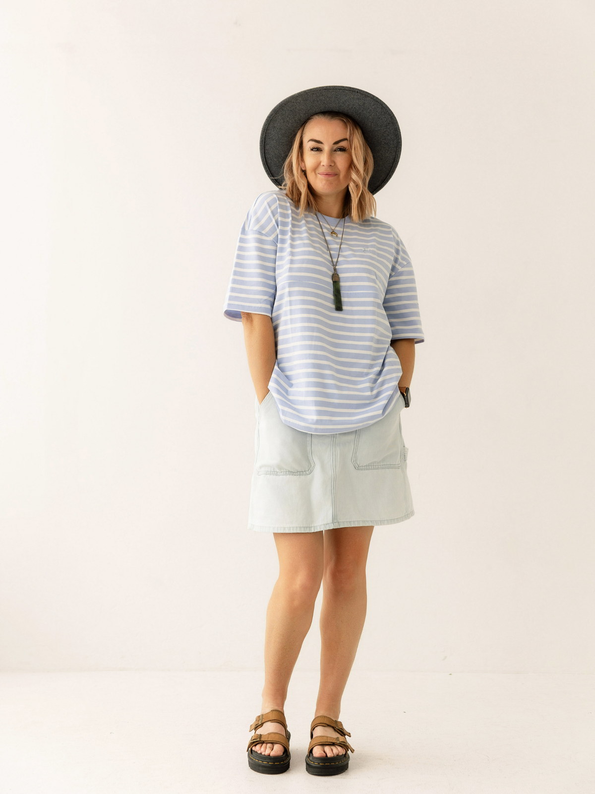 Blue Stripe Breastfeeding Tee | Horizontal Zip