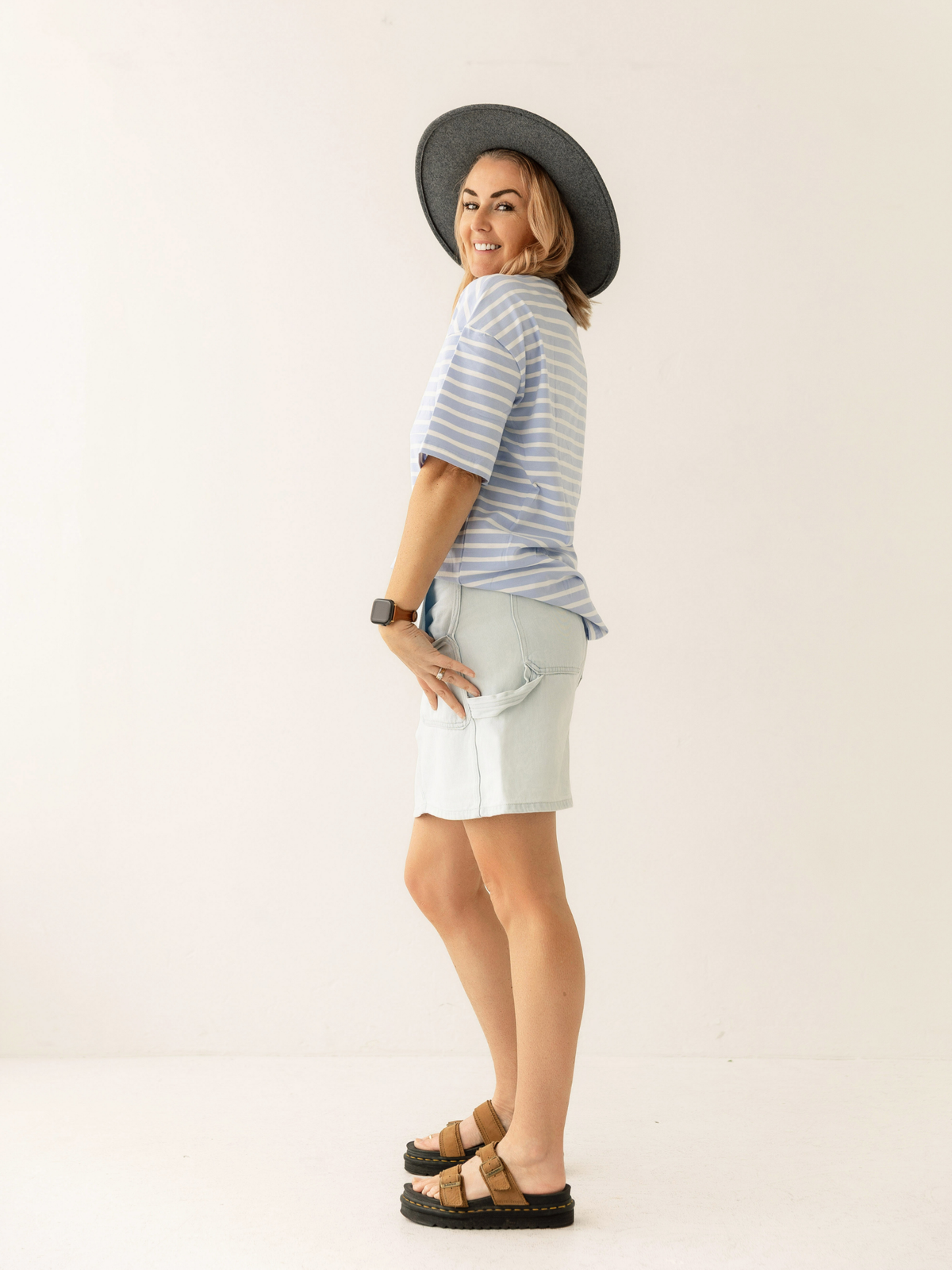 Blue Stripe Breastfeeding Tee | Horizontal Zip