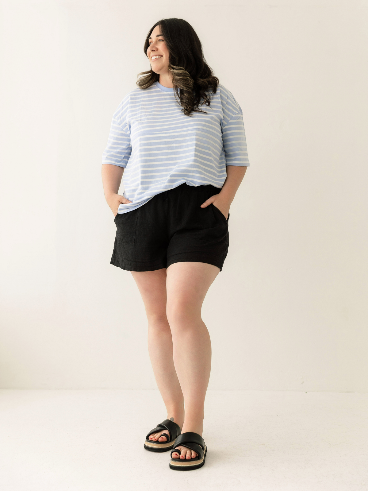 Blue Stripe Breastfeeding Tee | Horizontal Zip