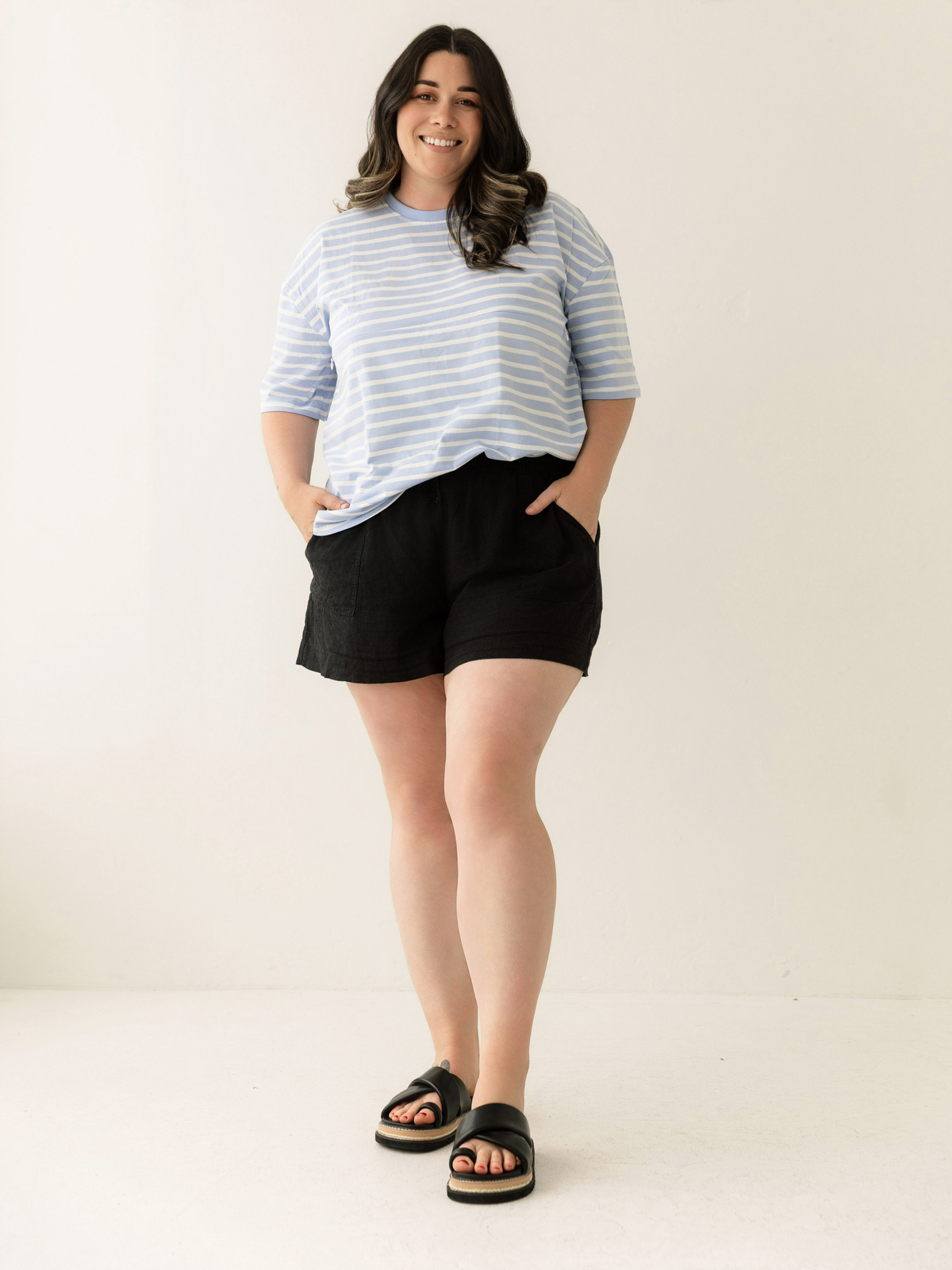Blue Stripe Breastfeeding Tee | Horizontal Zip