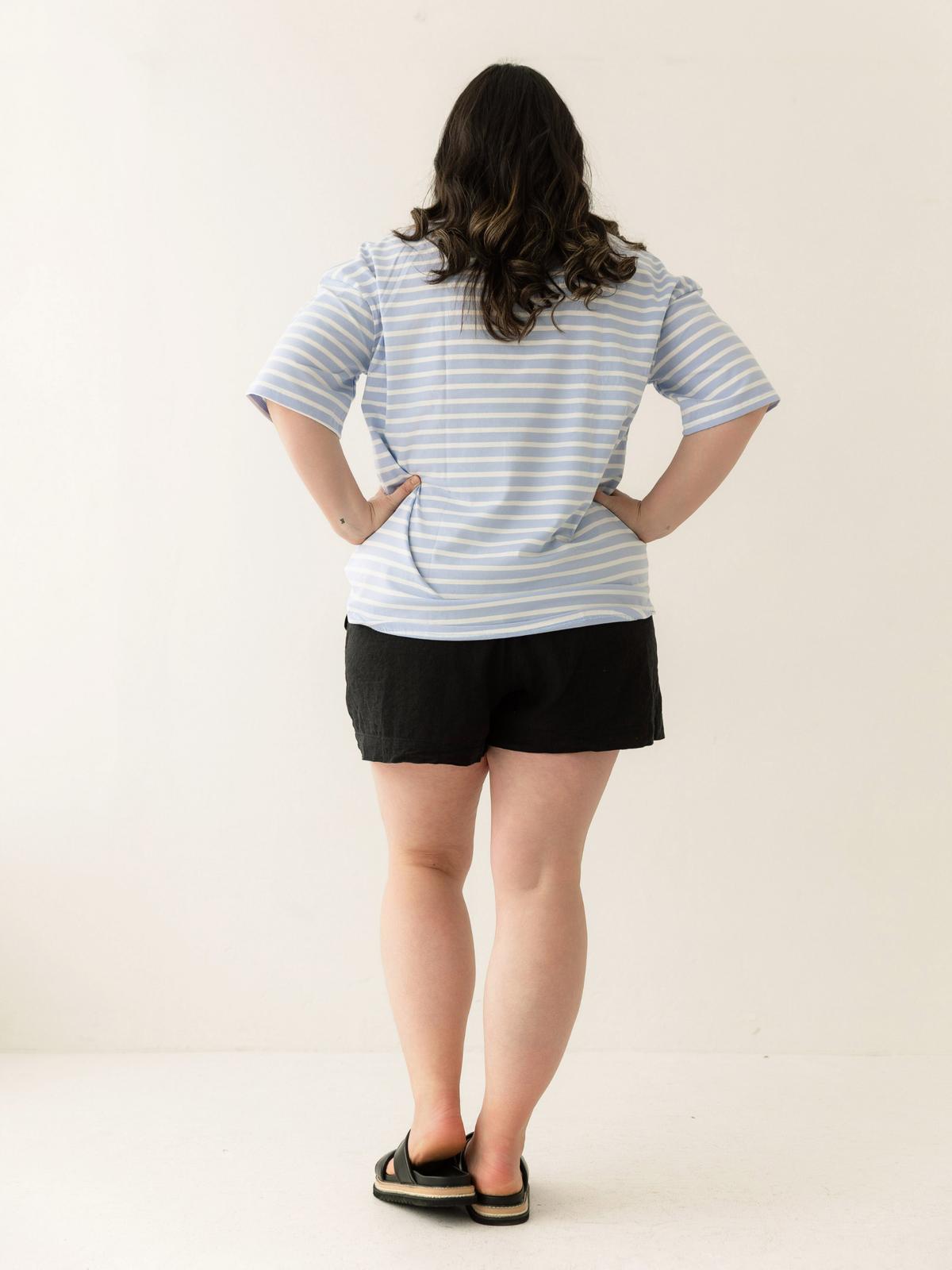 Blue Stripe Breastfeeding Tee | Horizontal Zip
