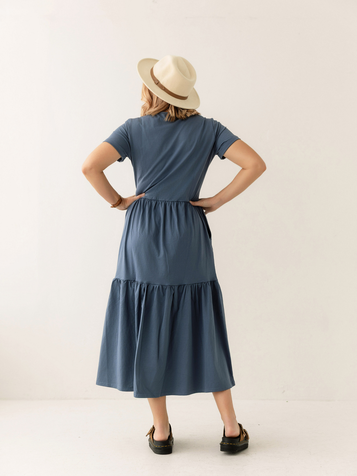 Dusty Blue Layer Breastfeeding Dress | Vertical Zips