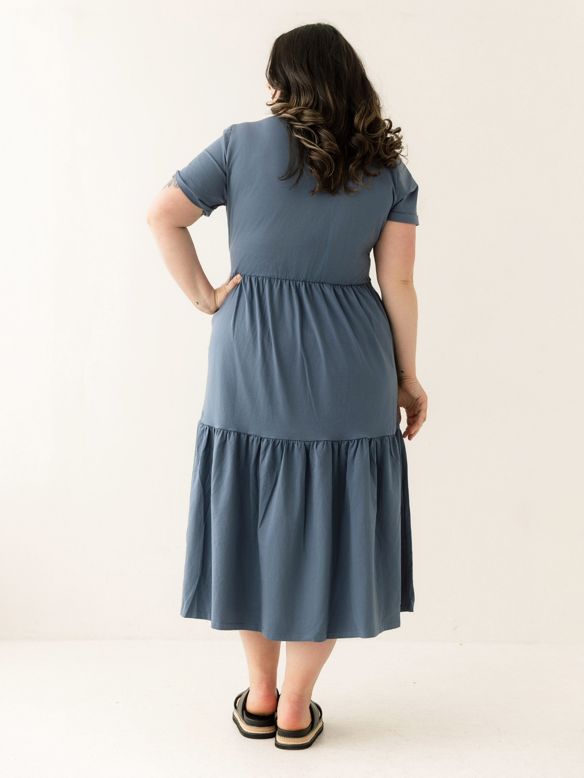 Dusty Blue Layer Breastfeeding Dress | Vertical Zips