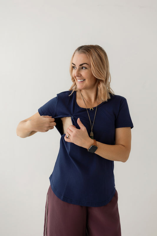 Navy Everyday Tee | Diagonal Zips V2.0