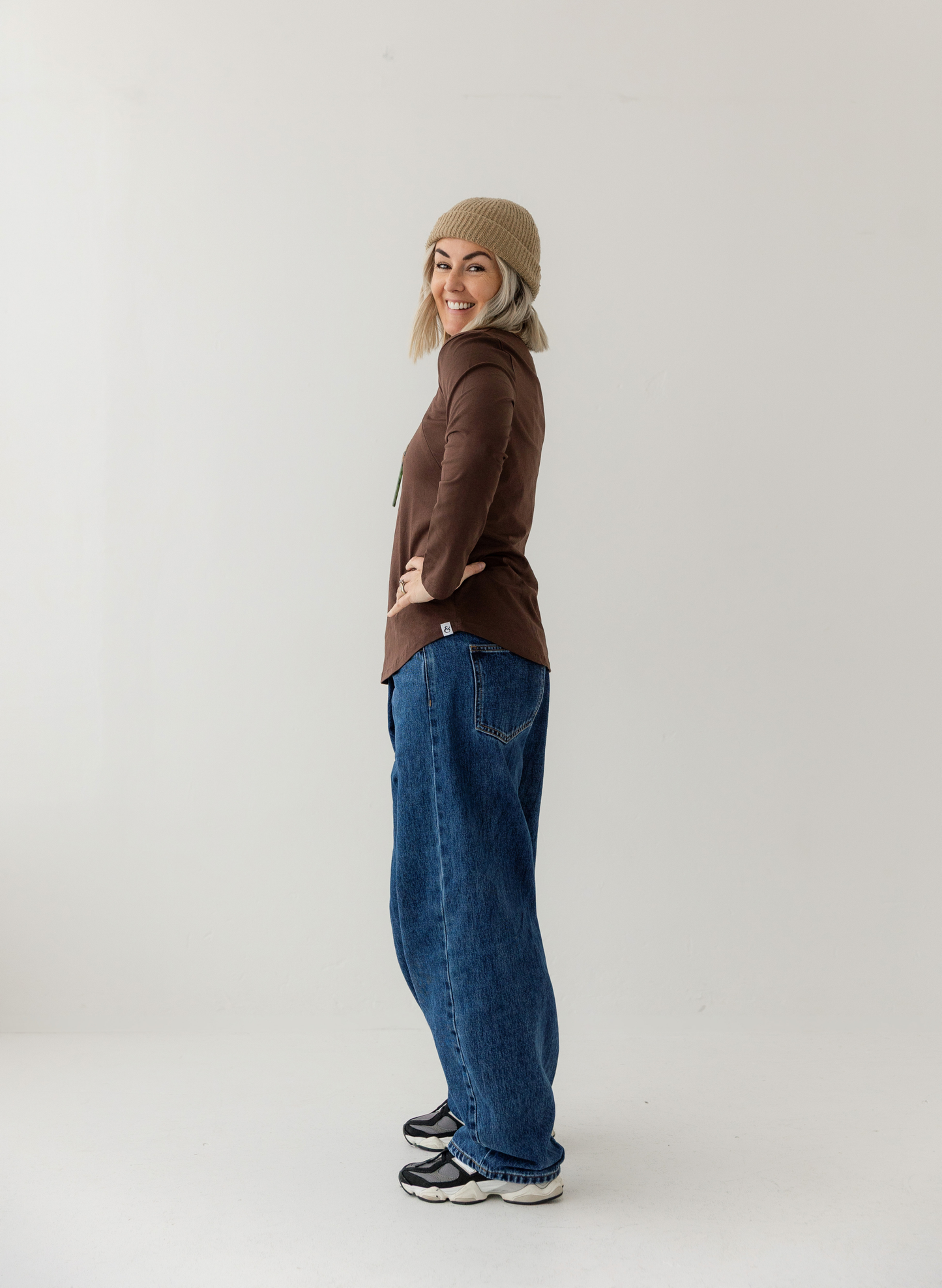 Chocolate Zip Long Sleeve Top | Diagonal Zips