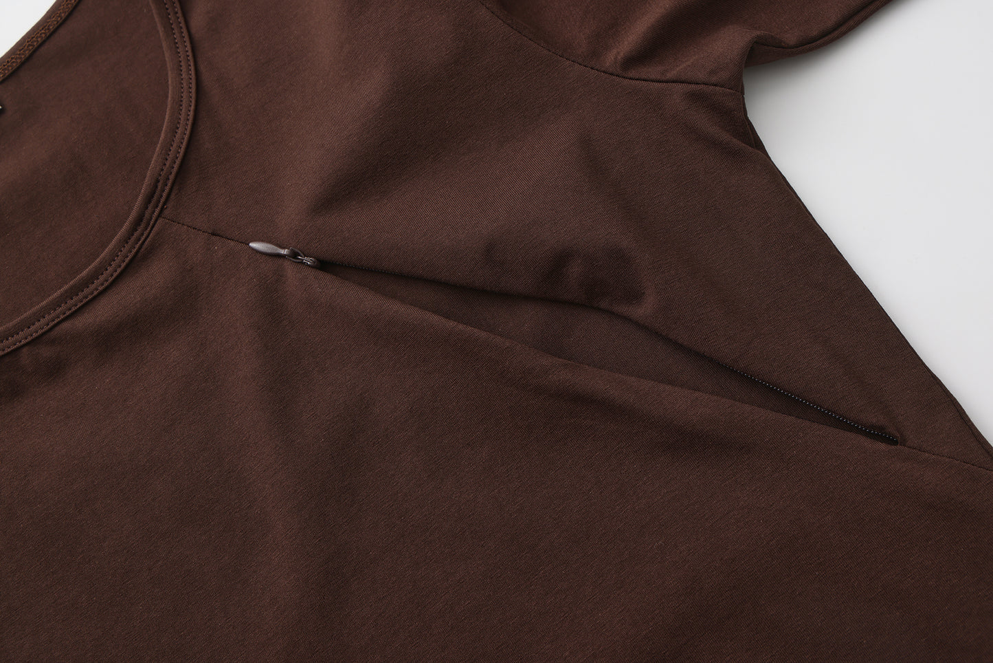 Chocolate Zip Long Sleeve Top | Diagonal Zips