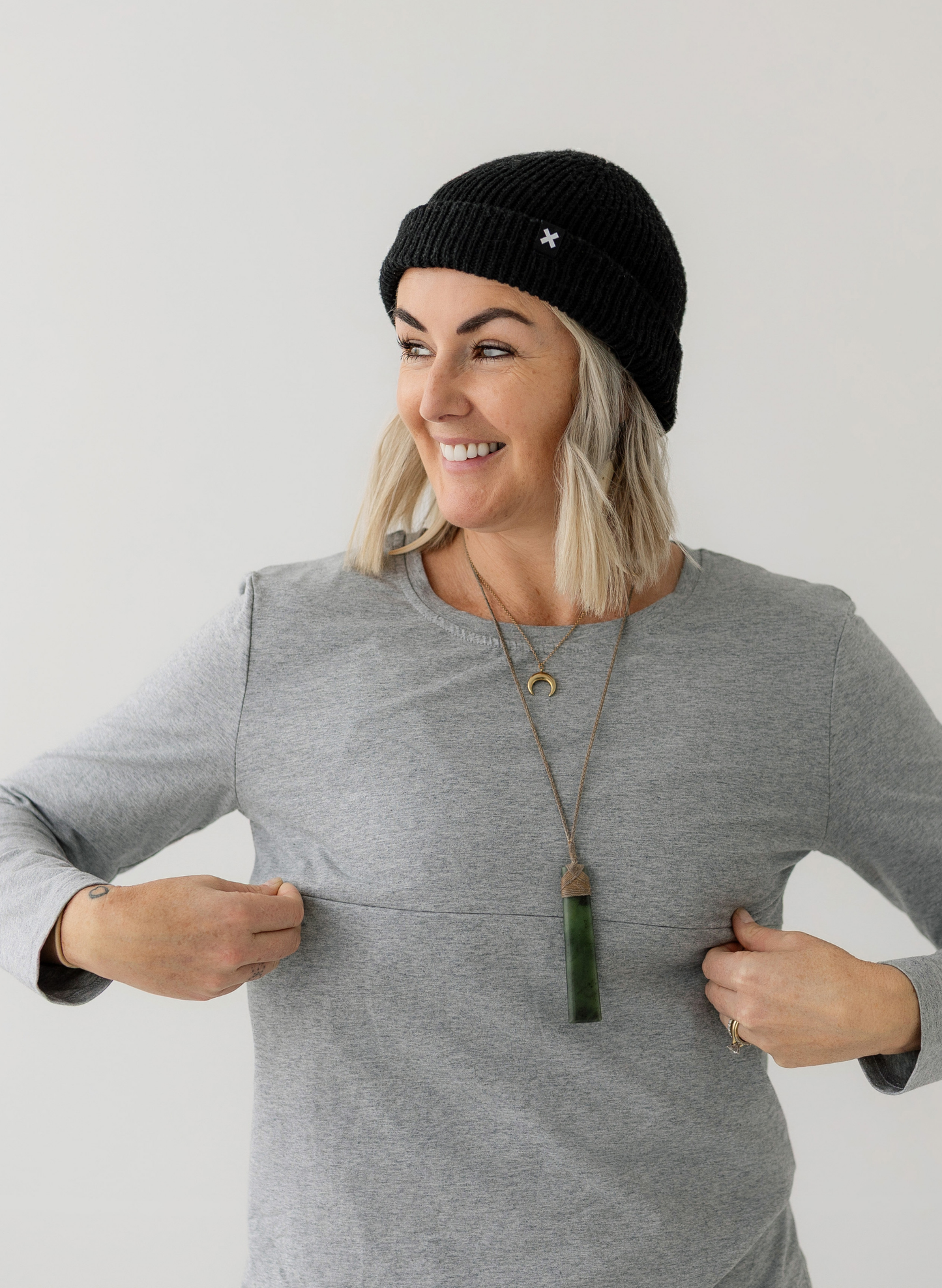 Grey Everyday Long sleeve Top | Horizontal Zip