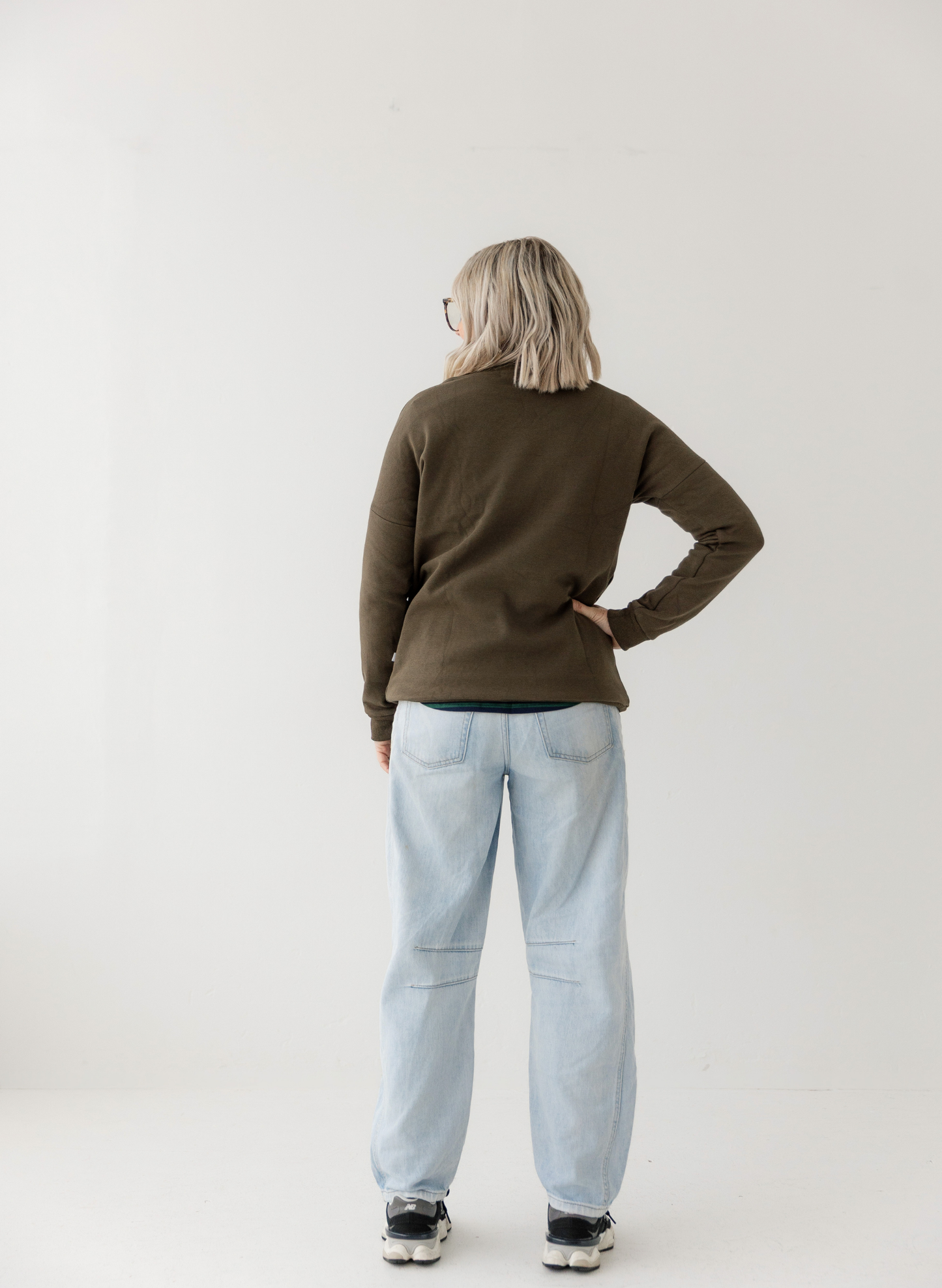 Khaki | Fur lined Crew Sweatshirt