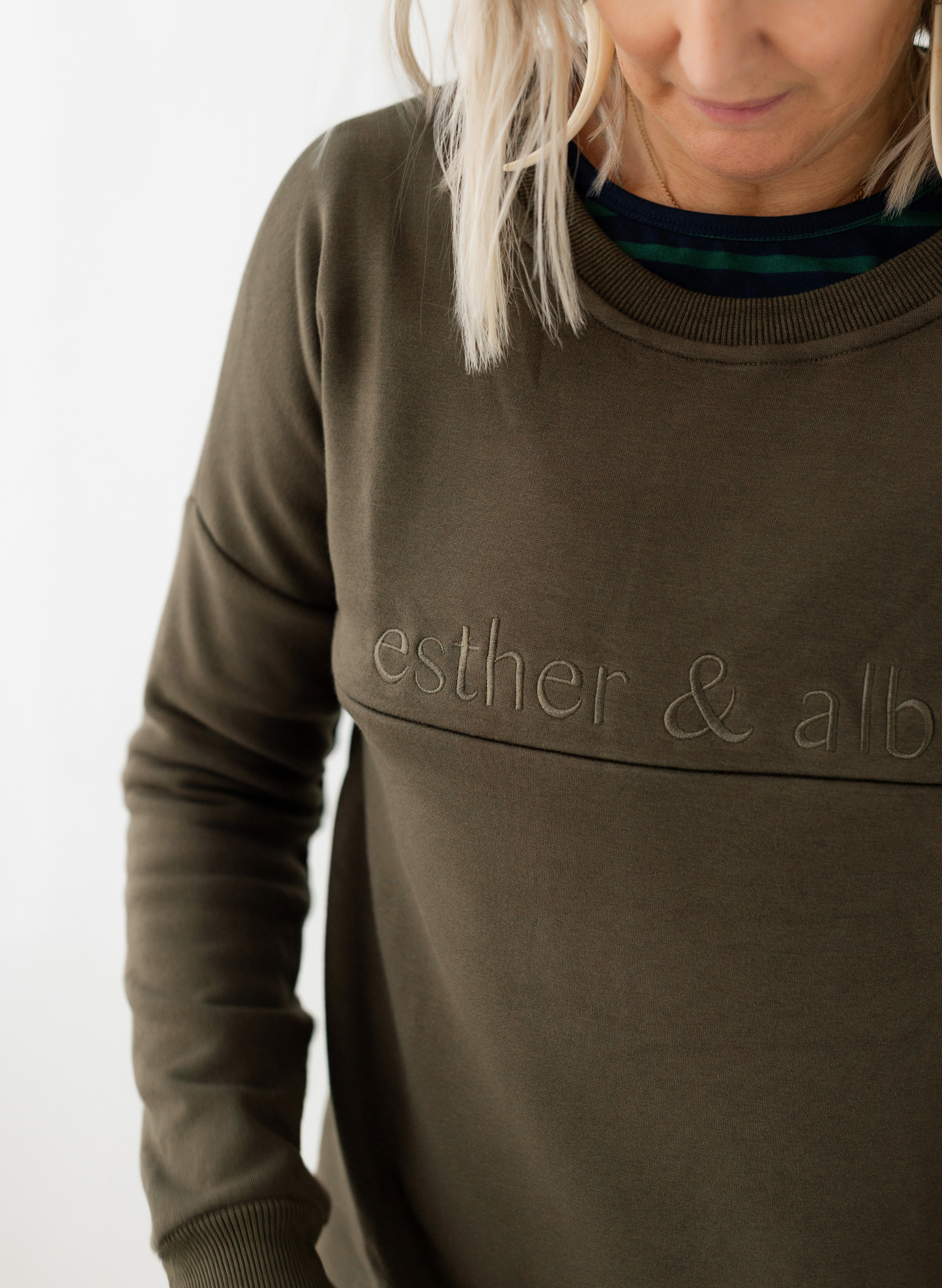 Khaki | Fur lined Crew Sweatshirt