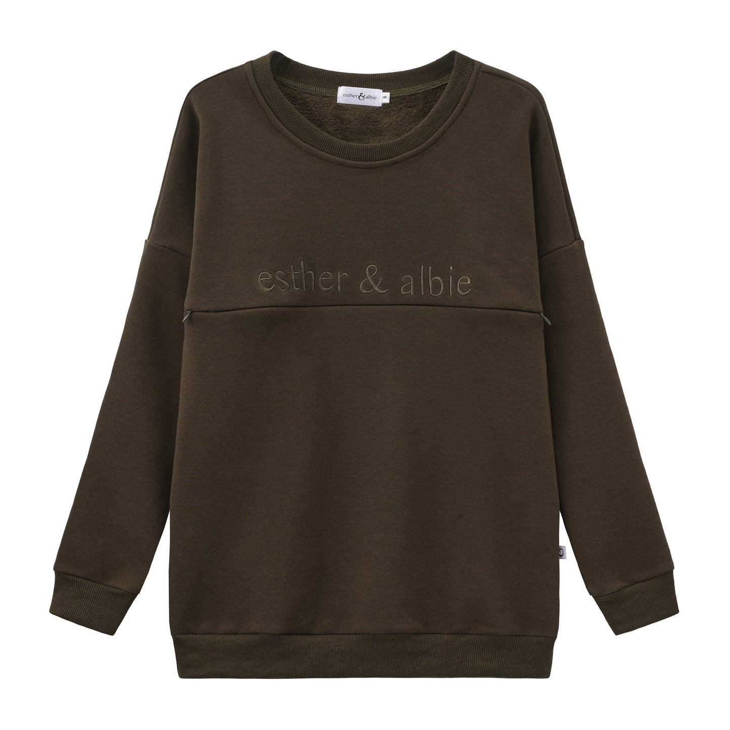 Khaki | Fur lined Crew Sweatshirt