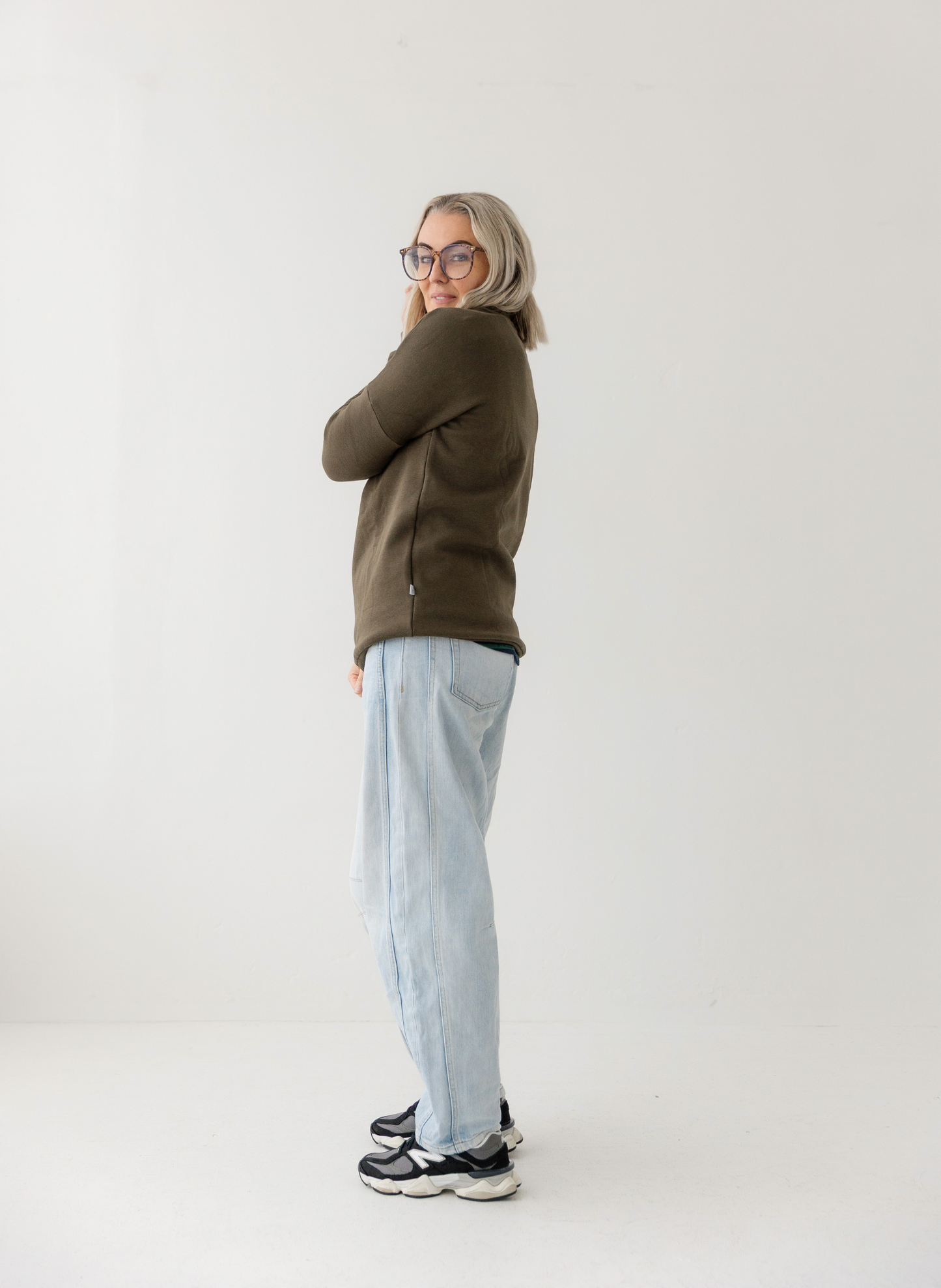 Khaki | Fur lined Crew Sweatshirt