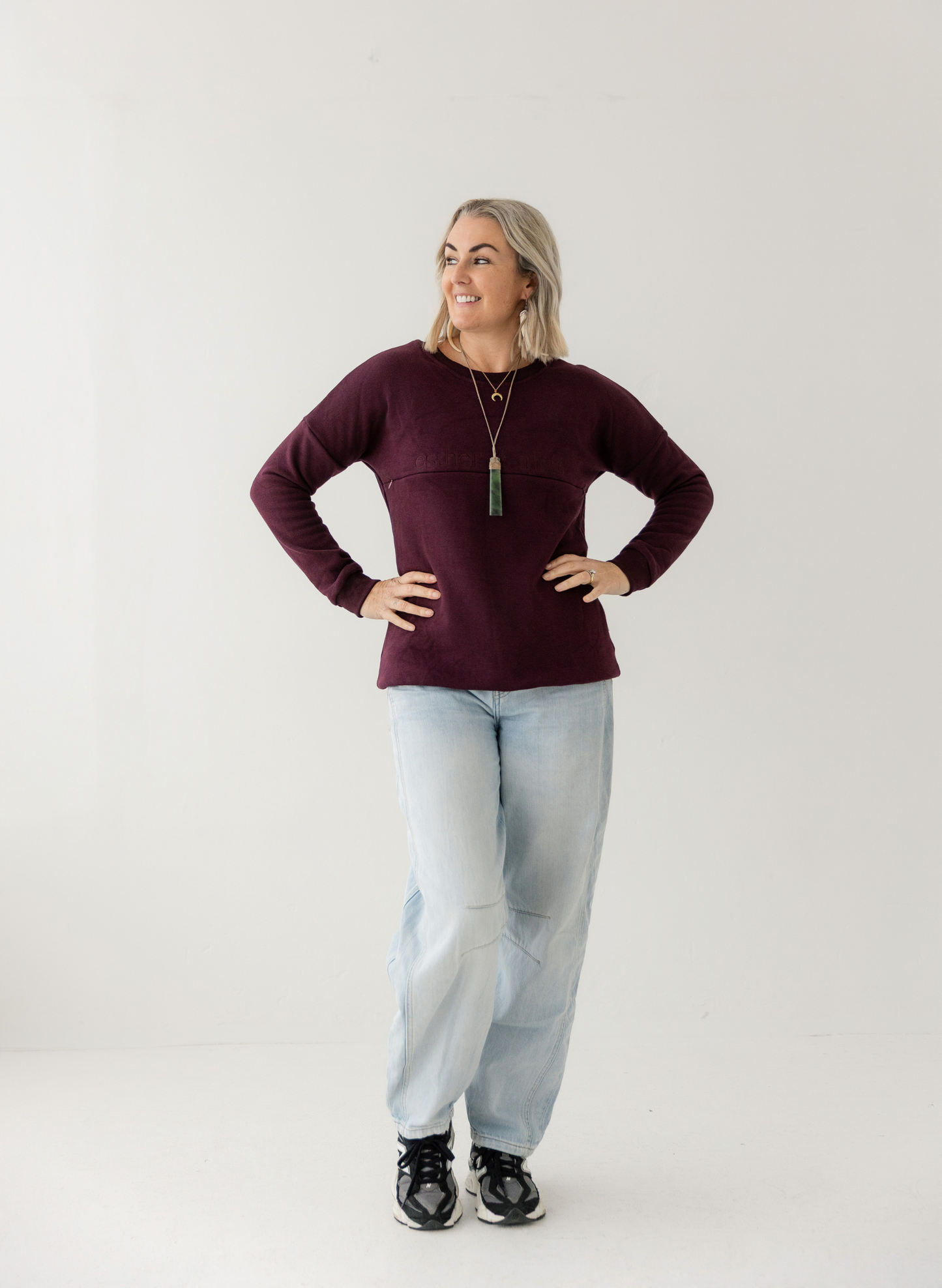 Wine | Fur lined Crew Sweatshirt