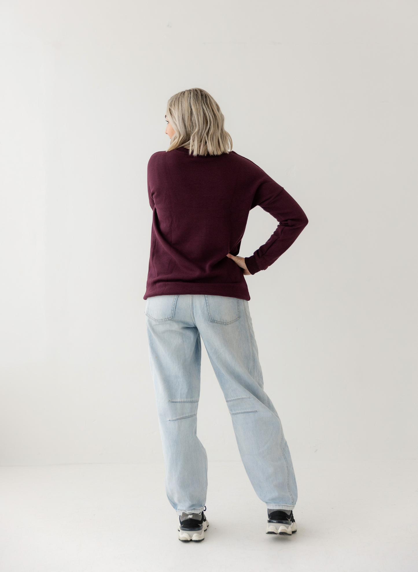 Wine | Fur lined Crew Sweatshirt