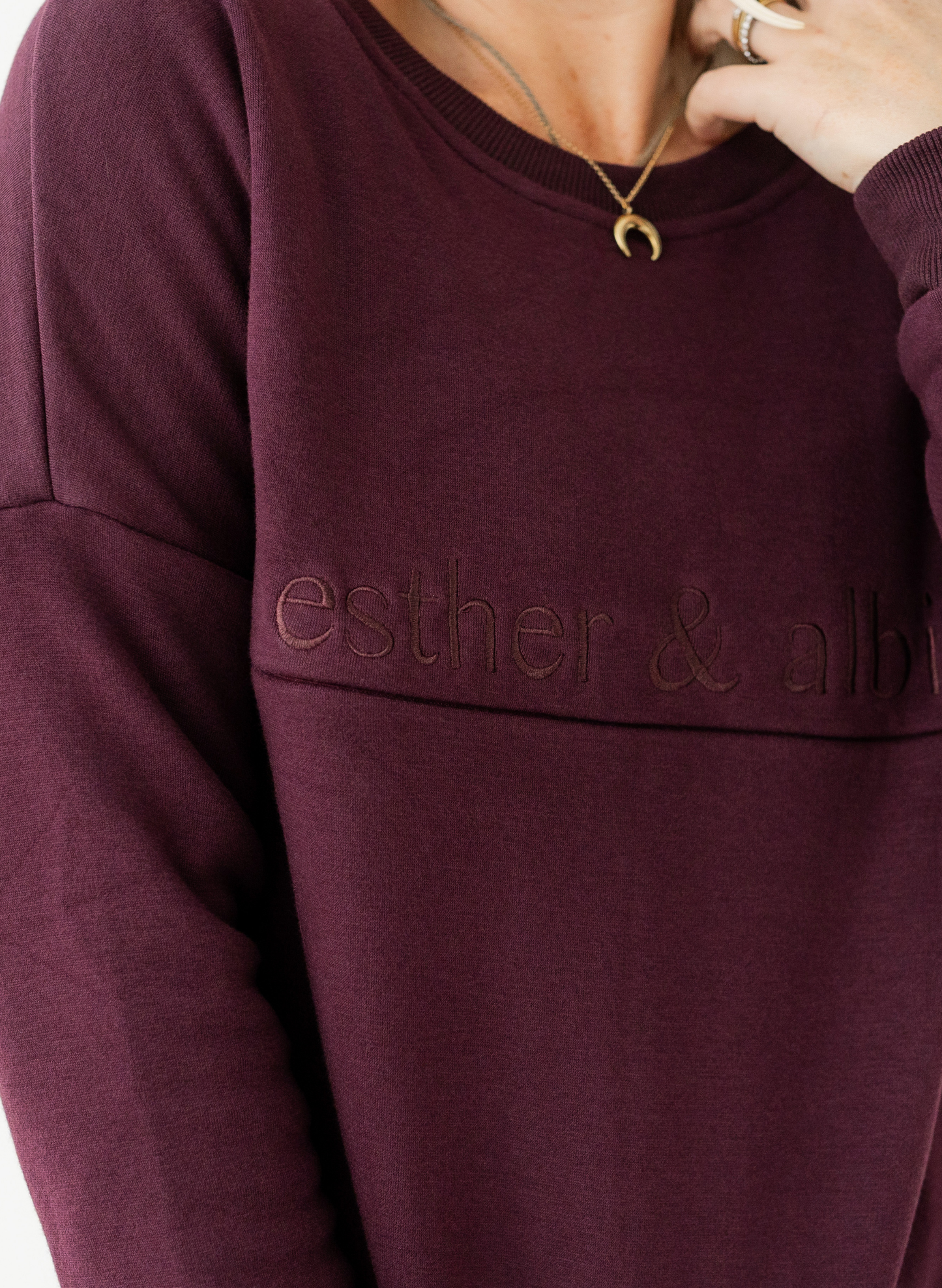 Wine | Fur lined Crew Sweatshirt