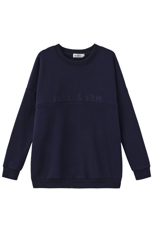 Navy Fur Lined Sweatshirt