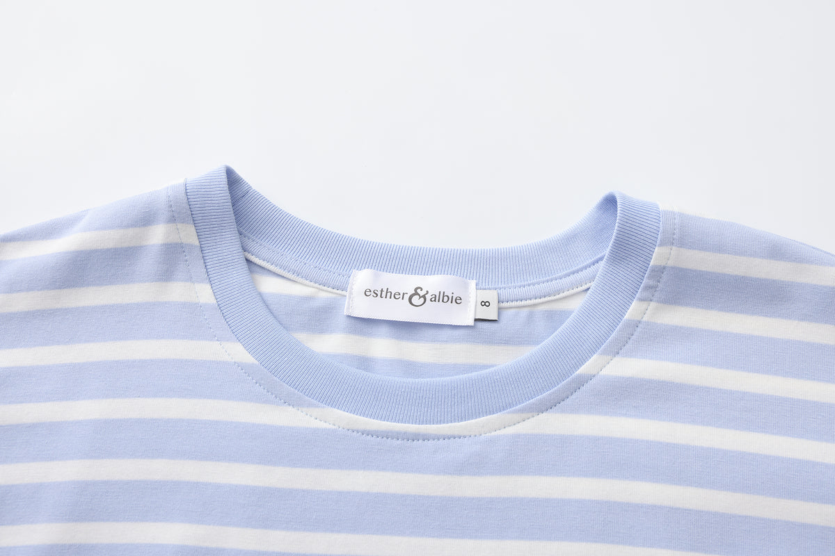 Blue Stripe Breastfeeding Tee | Horizontal Zip