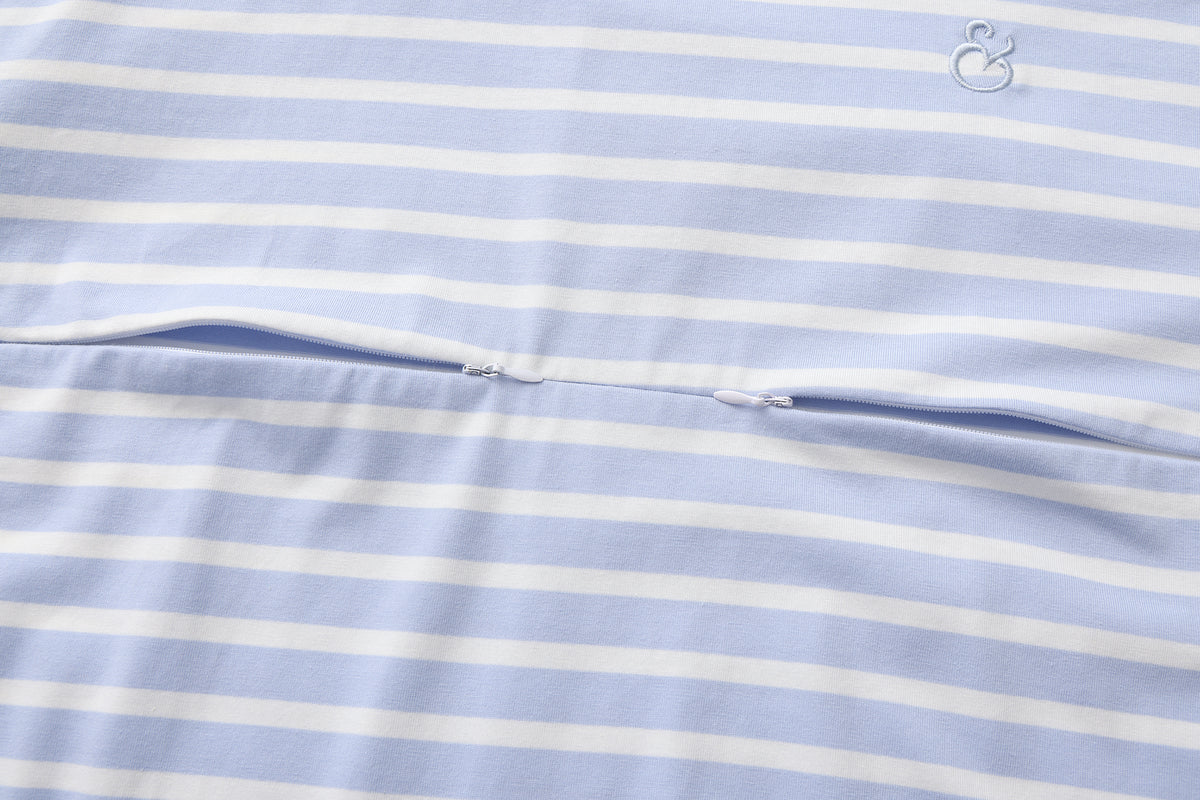 Blue Stripe Breastfeeding Tee | Horizontal Zip