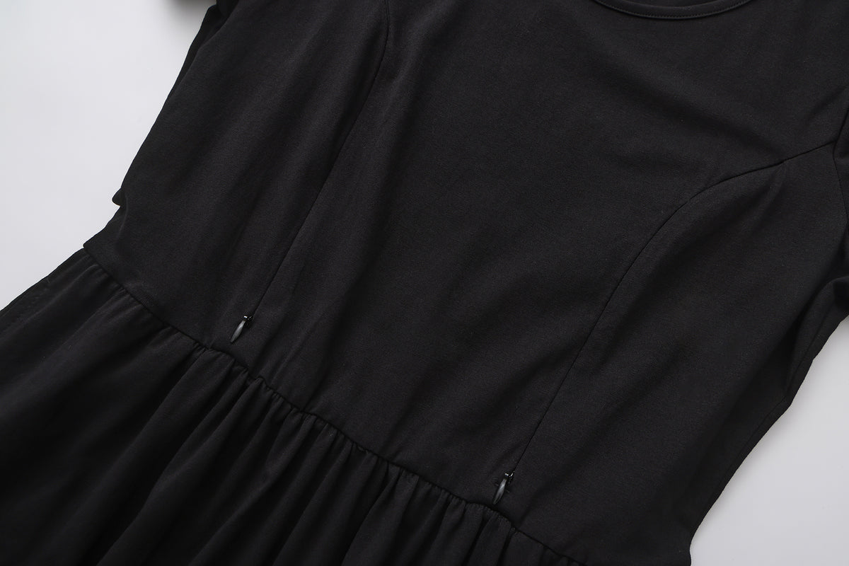 Black Layer Breastfeeding Dress | Vertical Zips