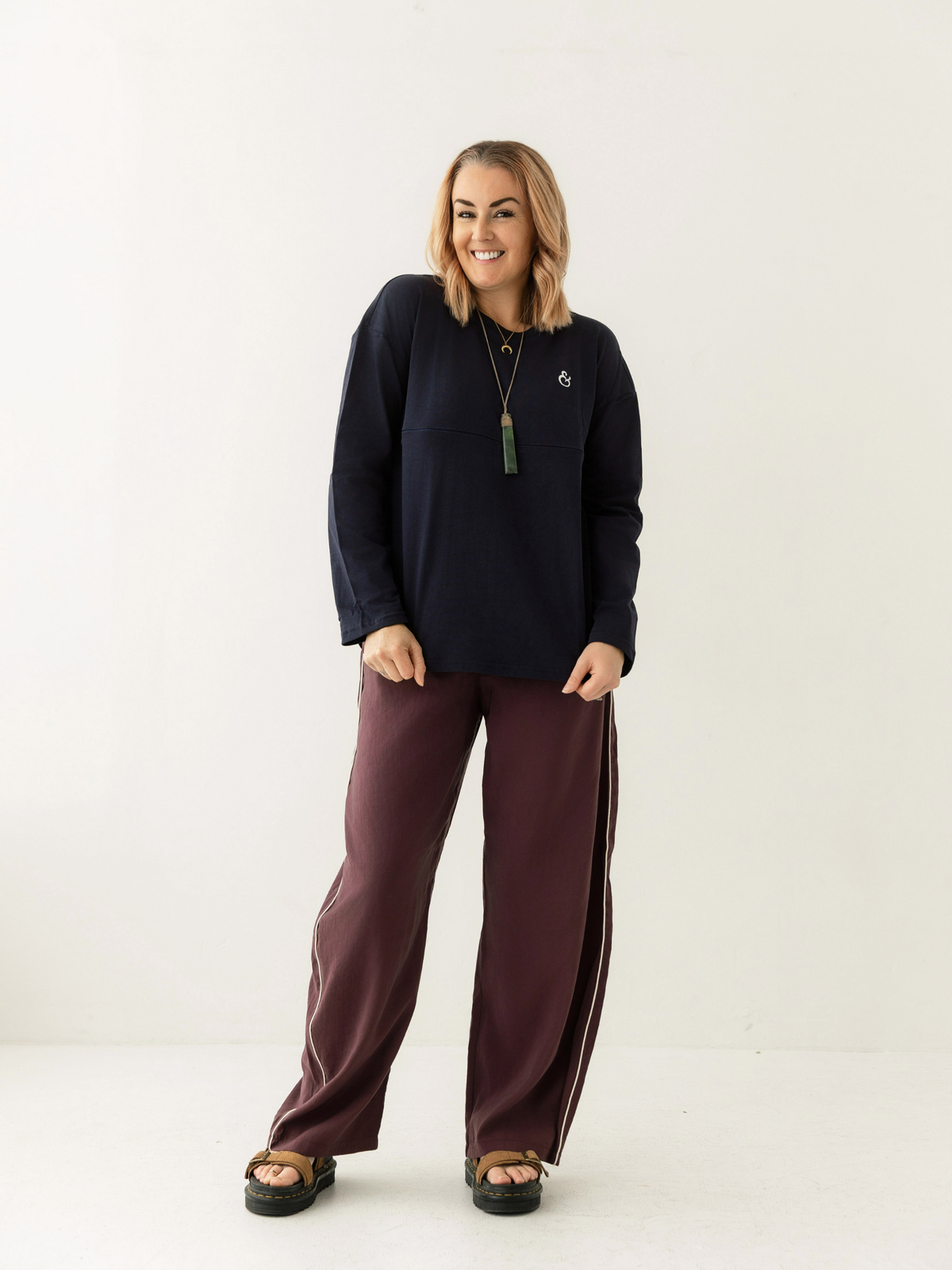 Navy Breastfeeding Long Sleeve | Horizontal Zip