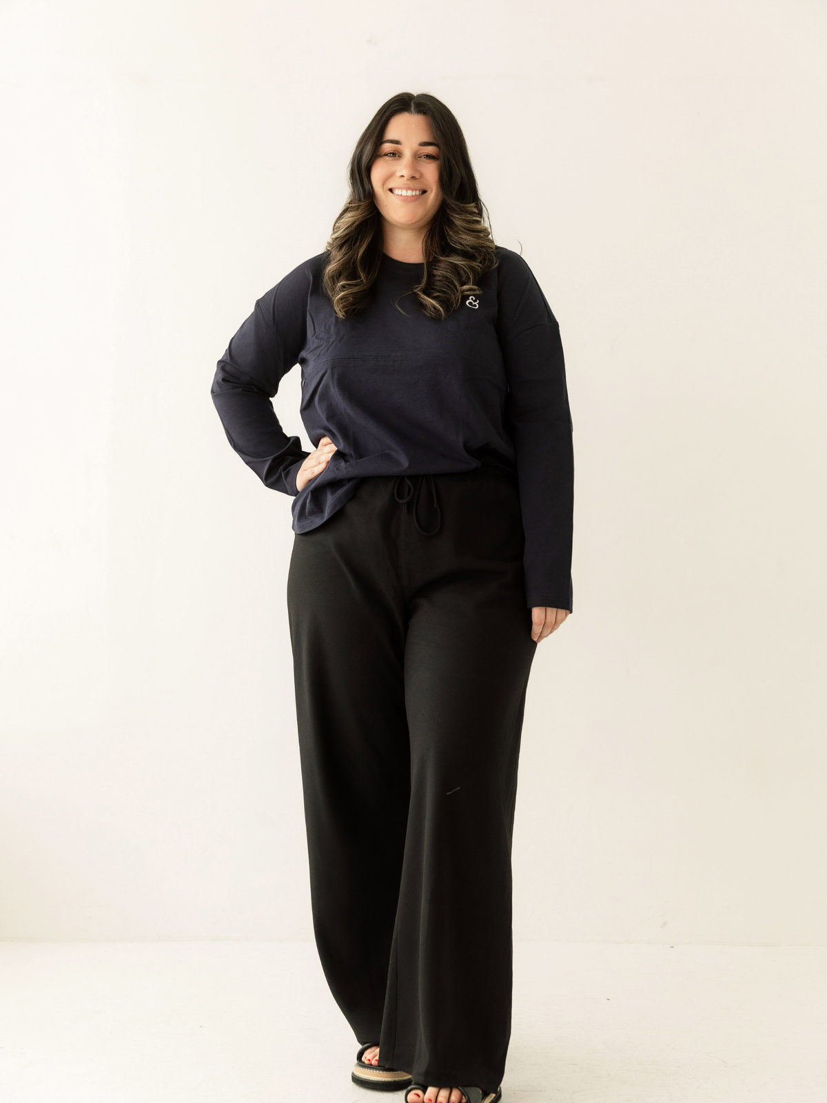 Navy Breastfeeding Long Sleeve | Horizontal Zip