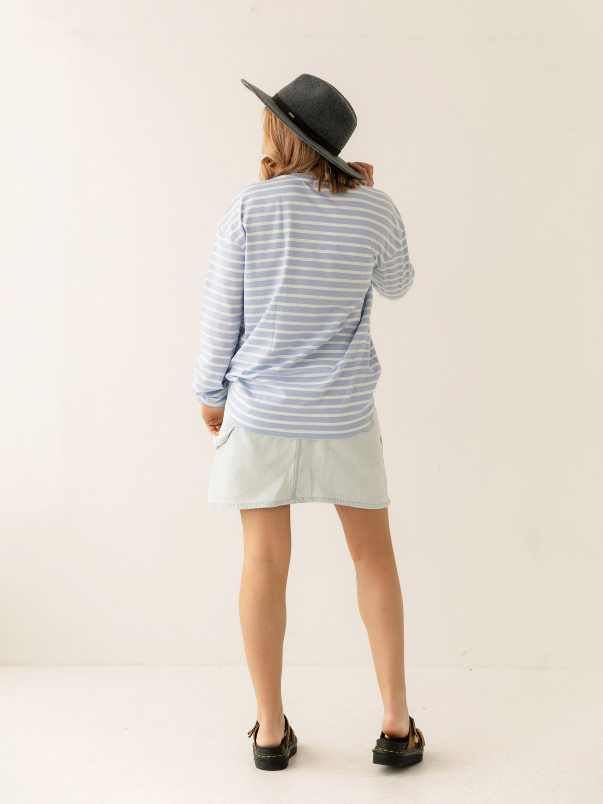 Blue Stripe Breastfeeding Long Sleeve | Horizontal Zip