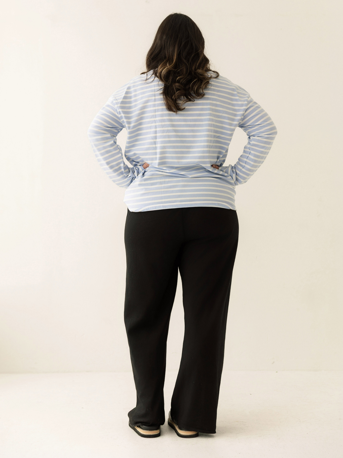 Blue Stripe Breastfeeding Long Sleeve | Horizontal Zip