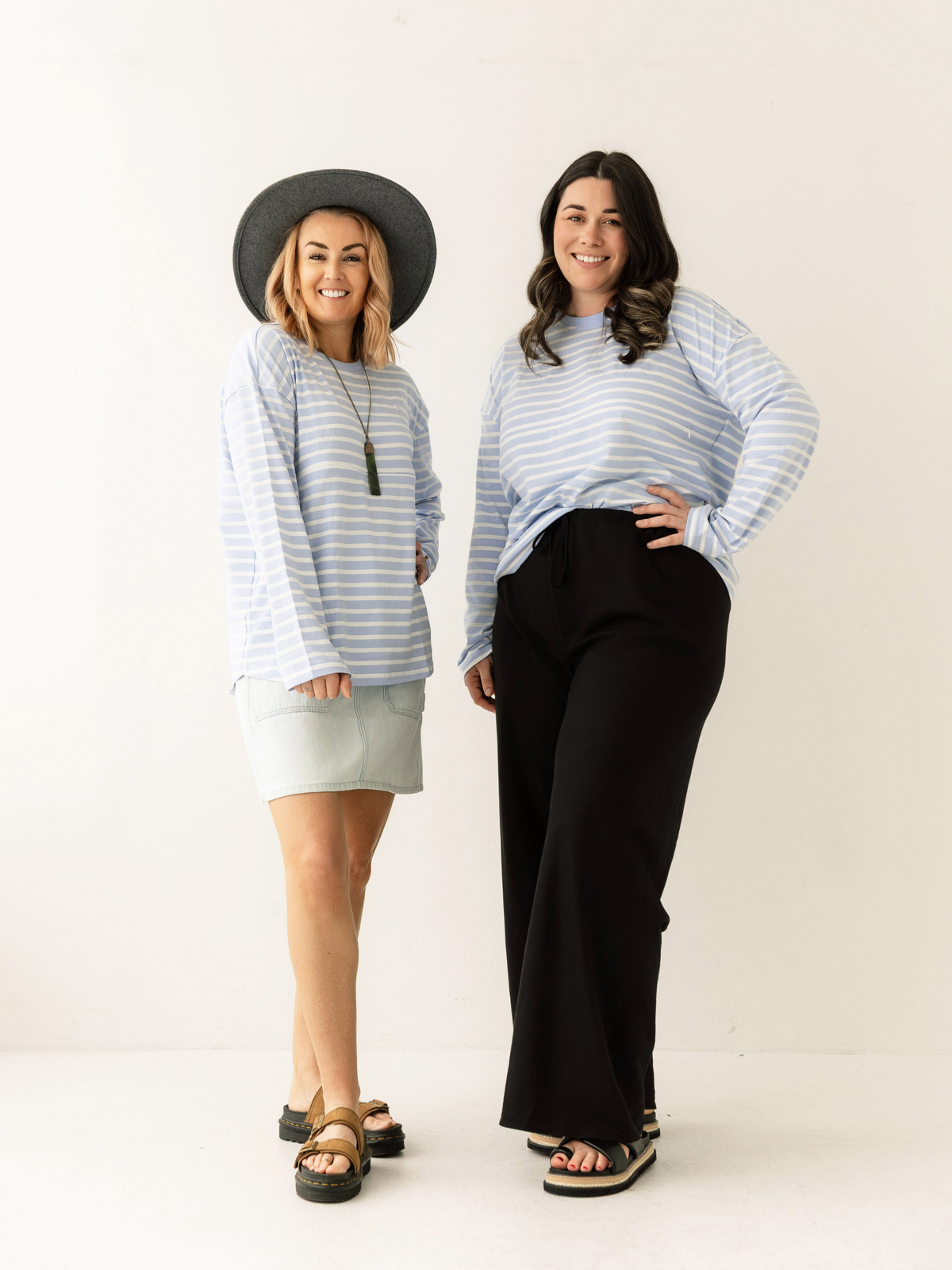 Blue Stripe Breastfeeding Long Sleeve | Horizontal Zip