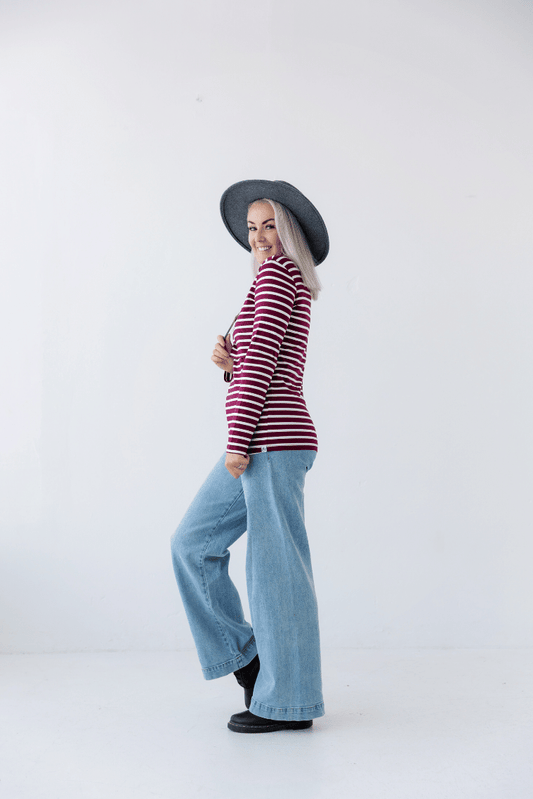 Maroon Stripe Top | Classic