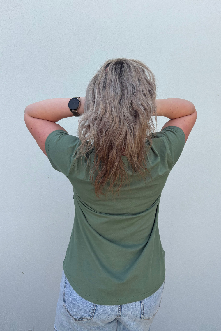 Sage 100% Cotton Everyday Tee | Diagonal Zips