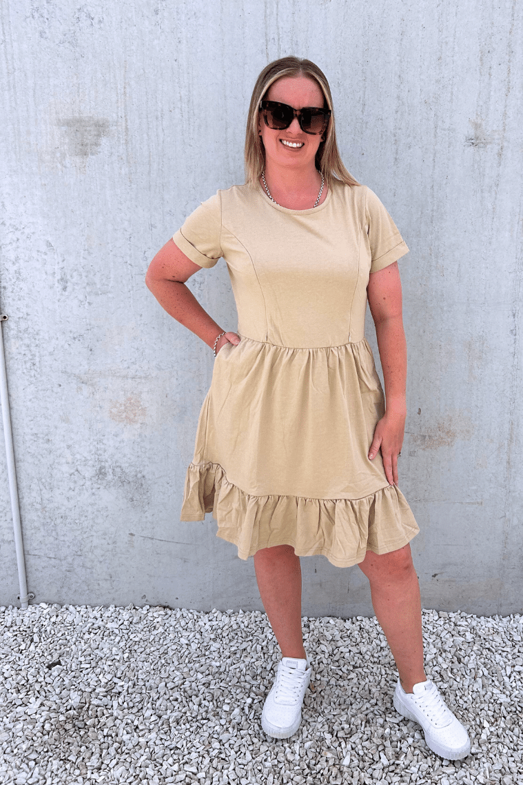 Knee length Beige Layer Breastfeeding Dress